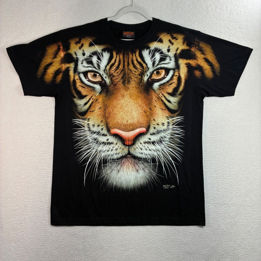 Rock‎ Chang Tiger Graphic T Shirt Men XL Black Cotton Nature Animal Graphic